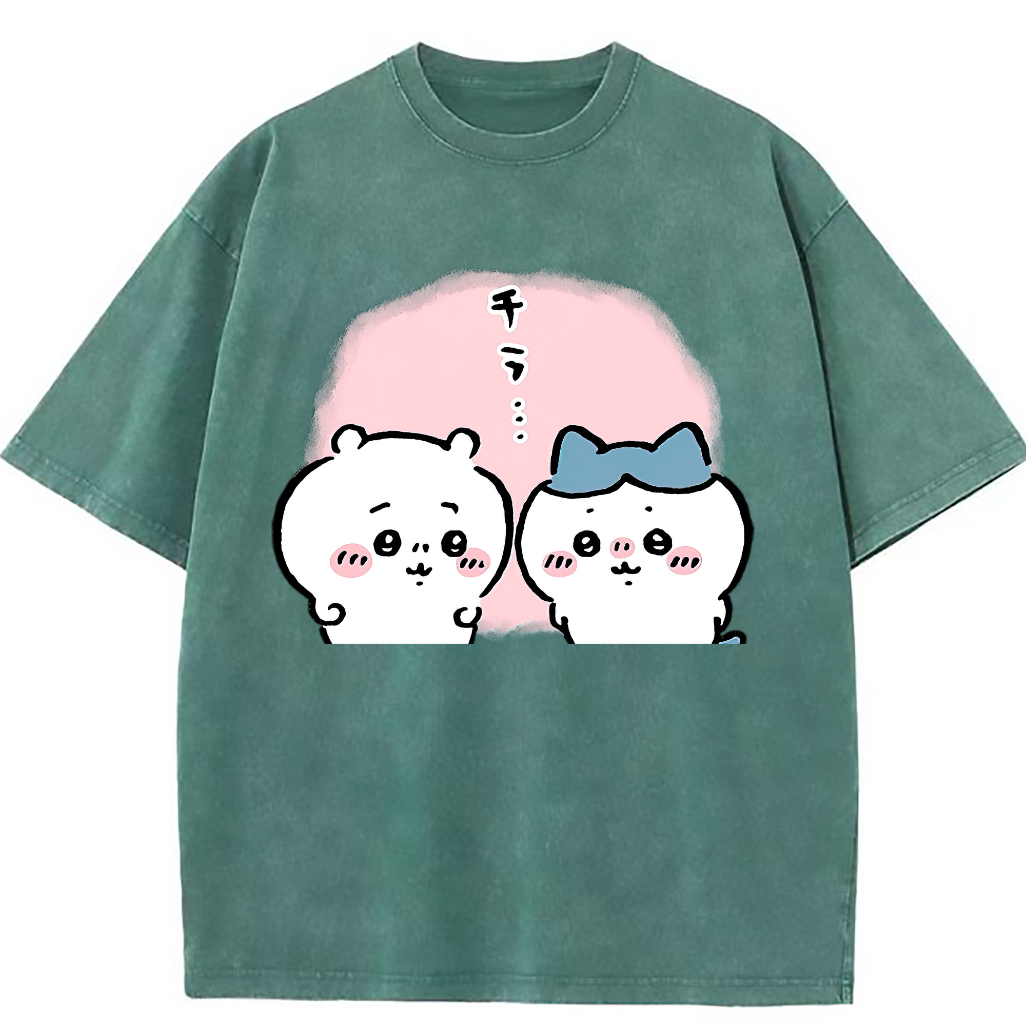 （画像用） ちいかわ ハチワレ Chii-kawa hachiware 綿100% ヴィンテージ風 半袖Tシャツ（フロントプリント）